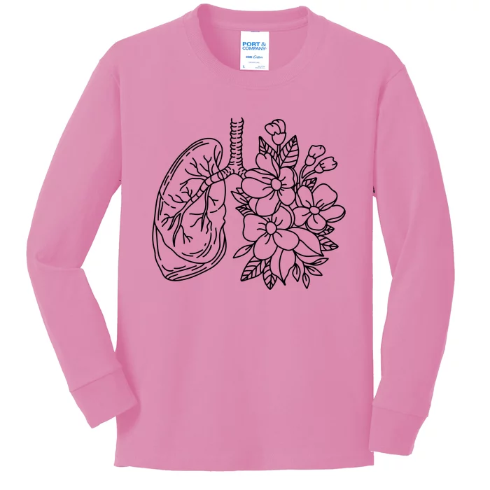 Anatomical Lung Floral Flower Kids Long Sleeve Shirt