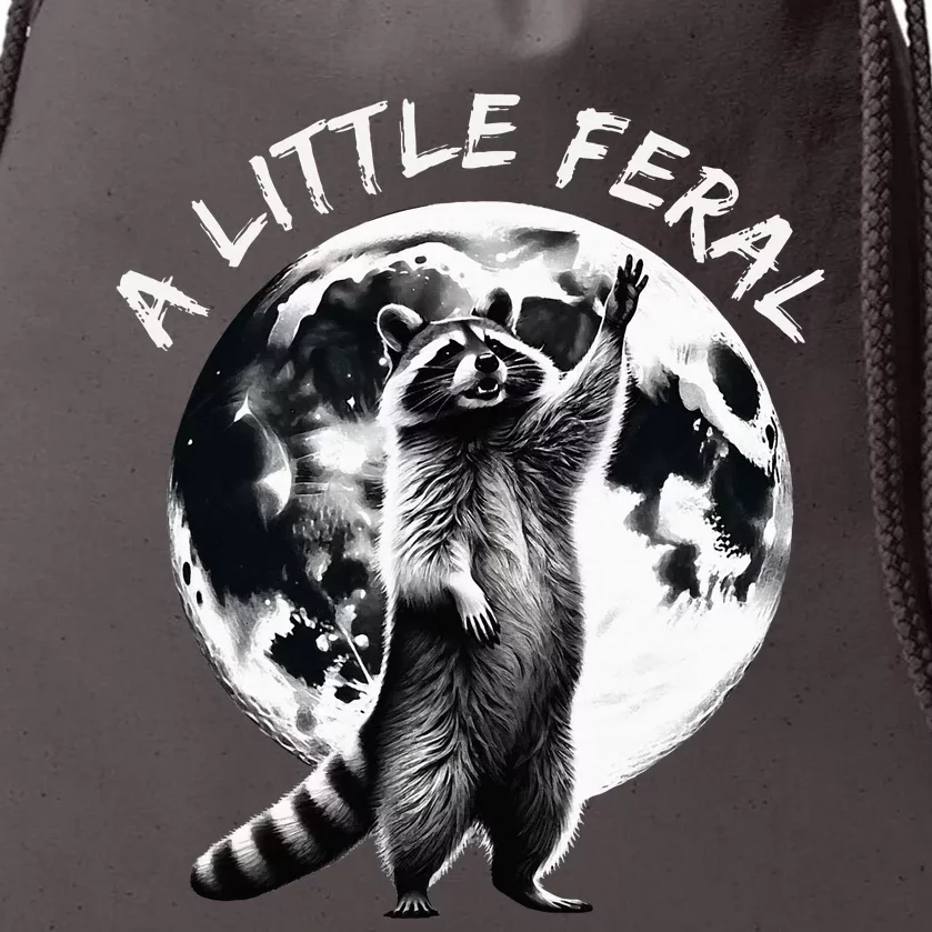 A Little Feral Racoons Howling At The Moon Racoons Meme Drawstring Bag