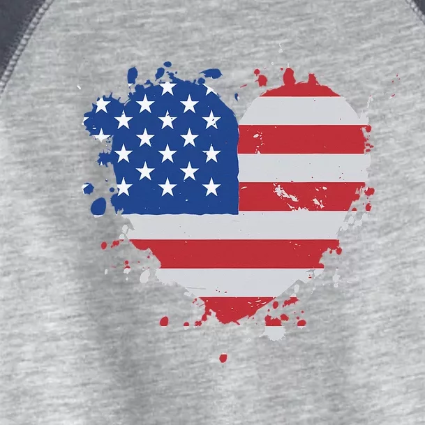 America Love Flag USA Heart 4th Of July American Proud Toddler Fine Jersey T-Shirt