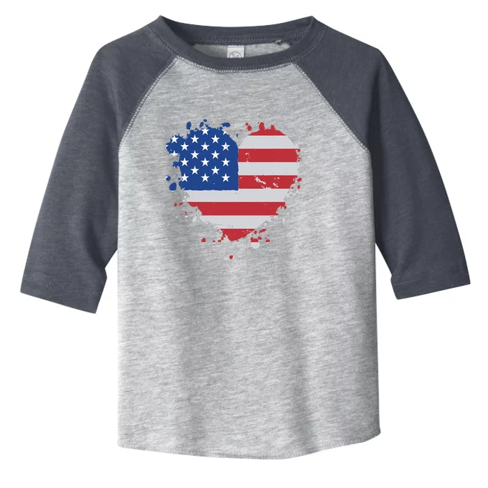 America Love Flag USA Heart 4th Of July American Proud Toddler Fine Jersey T-Shirt