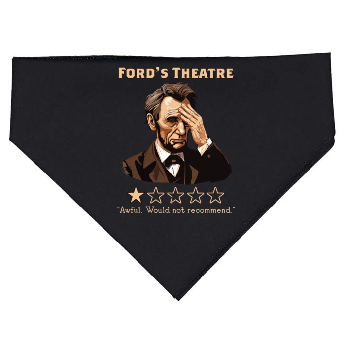 Abraham Lincoln Fords Theatre Rating Funny USA-Made Doggie Bandana