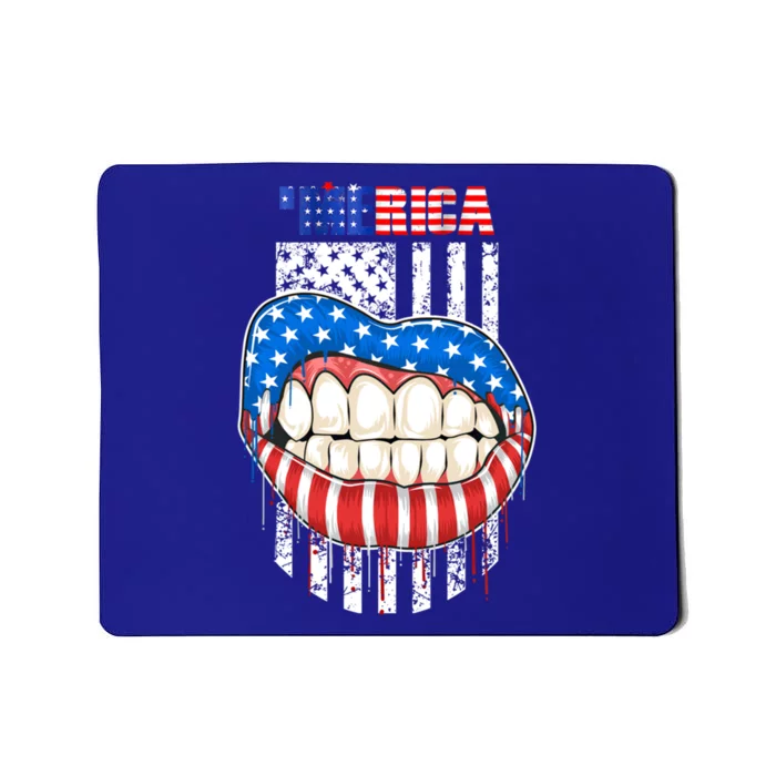 America Lips Flag 4th Of July Independence Day Memorial Day Meaningful Gift Mousepad