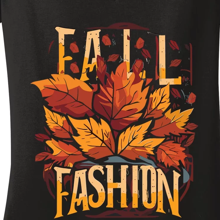 Autumn Leaves Fall Fashion Women's V-Neck T-Shirt