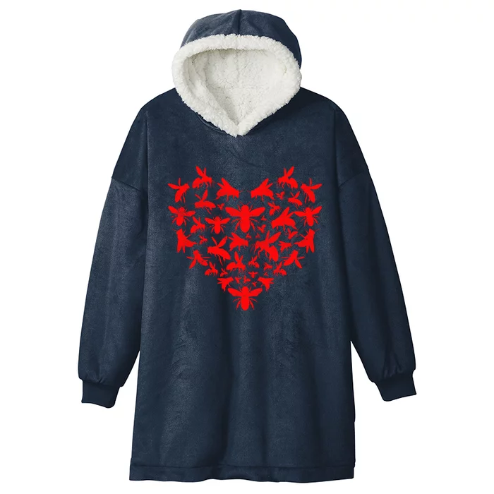 Animals Lover Funny Bee Heart Valentine's Day Gift Hooded Wearable Blanket