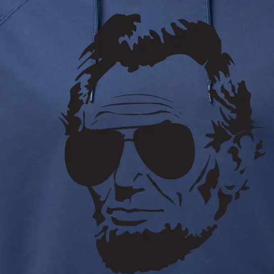 Abe Lincoln Funny Abraham Lincoln Portrait With Sunglasses Performance Fleece Hoodie