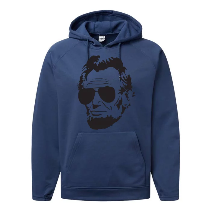 Abe Lincoln Funny Abraham Lincoln Portrait With Sunglasses Performance Fleece Hoodie