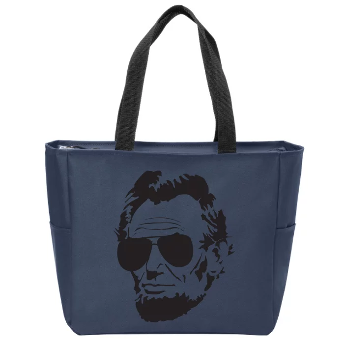 Abe Lincoln Funny Abraham Lincoln Portrait With Sunglasses Zip Tote Bag