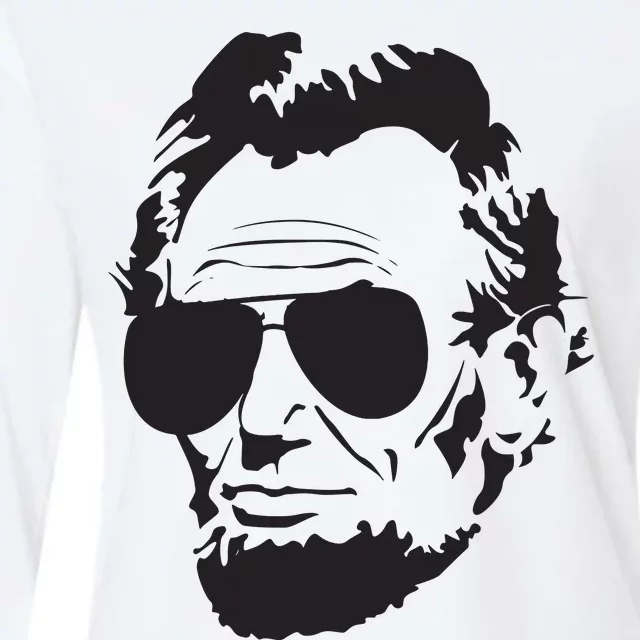 Abe Lincoln Funny Abraham Lincoln Portrait With Sunglasses Womens Cotton Relaxed Long Sleeve T-Shirt