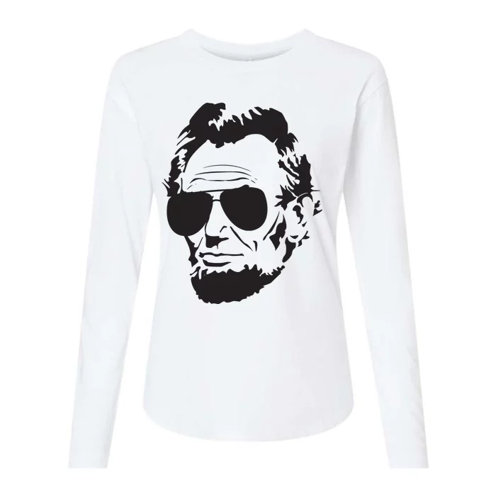 Abe Lincoln Funny Abraham Lincoln Portrait With Sunglasses Womens Cotton Relaxed Long Sleeve T-Shirt