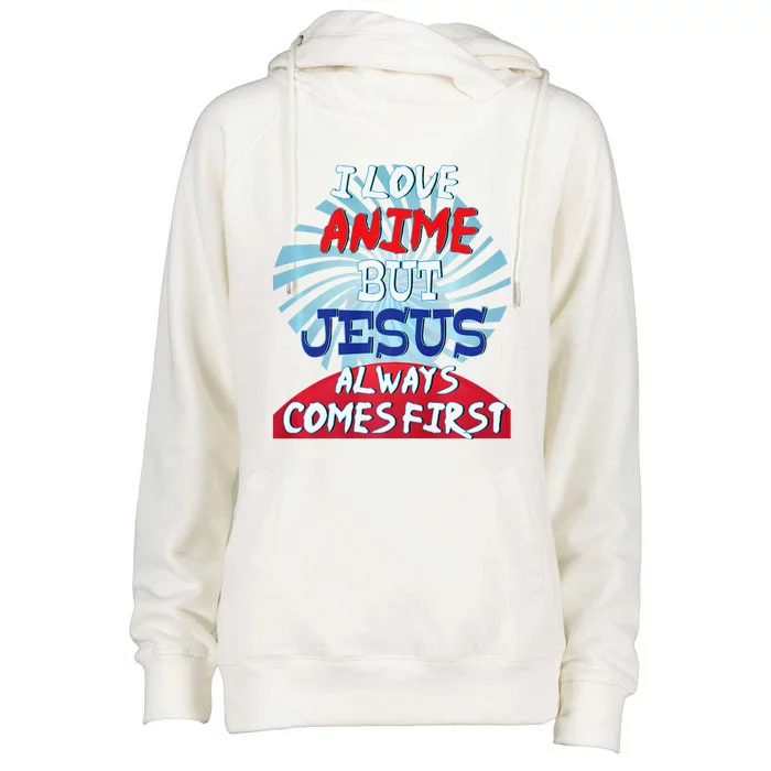 Anime Lover Funny Christian Jesus Otaku Weaboo Gift Womens Funnel Neck Pullover Hood