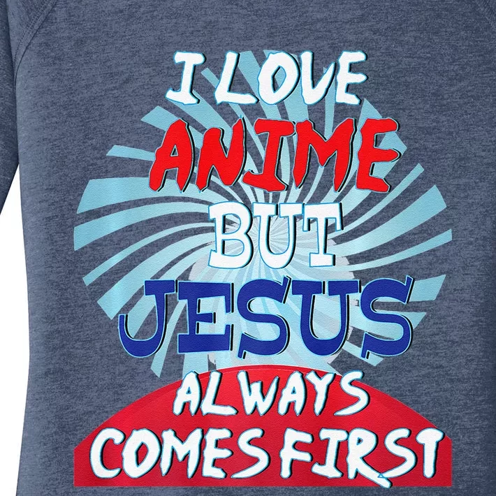 Anime Lover Funny Christian Jesus Otaku Weaboo Gift Women's Perfect Tri Tunic Long Sleeve Shirt