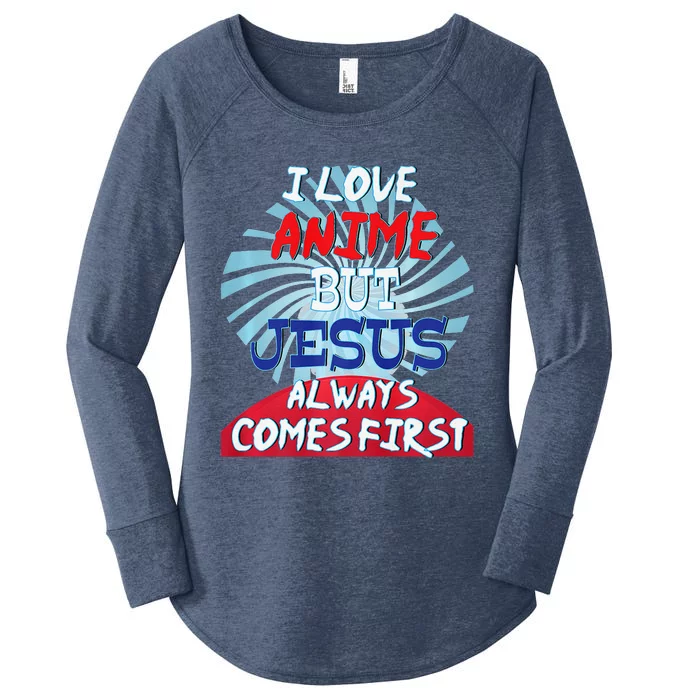 Anime Lover Funny Christian Jesus Otaku Weaboo Gift Women's Perfect Tri Tunic Long Sleeve Shirt