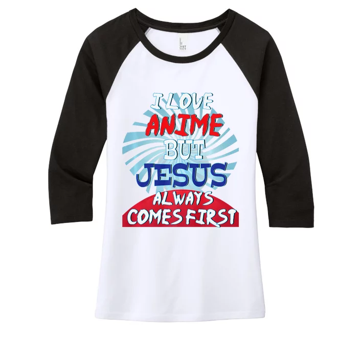 Anime Lover Funny Christian Jesus Otaku Weaboo Gift Women's Tri-Blend 3/4-Sleeve Raglan Shirt