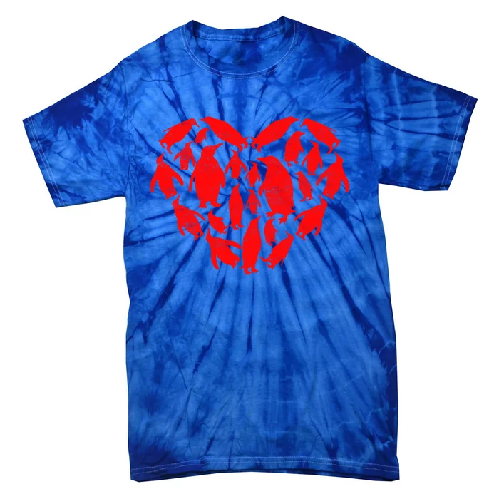 Animals Lover Funny Penguin Heart Valentine's Day Gift Tie-Dye T-Shirt