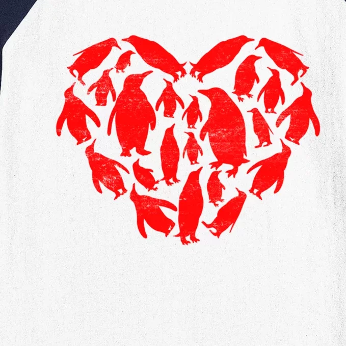 Animals Lover Funny Penguin Heart Valentine's Day Gift Baseball Sleeve Shirt