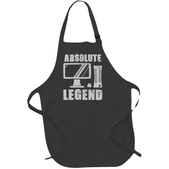 Absolute Legend Funny Video Game Player Quote PC Gaming Rig Full-Length Apron With Pocket