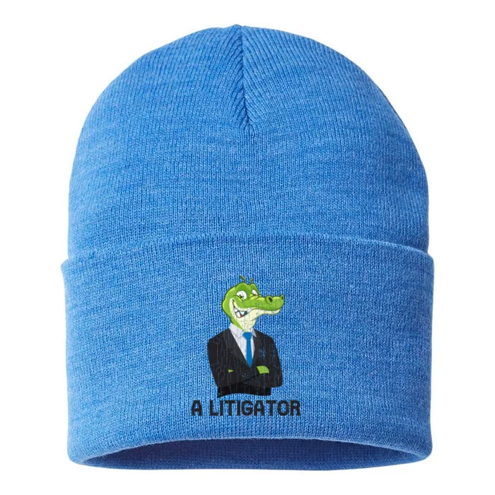 A Litigator Funny Lawyer Attorney Law School Graphic Gift Sustainable Knit Beanie