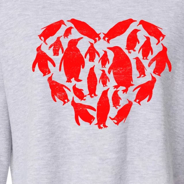 Animals Lover Funny Penguin Heart Valentine's Day Great Gift Cropped Pullover Crew