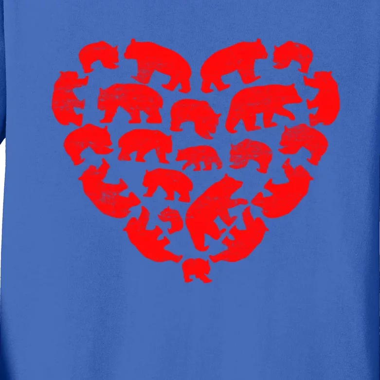 Animals Lover Funny Panda Bear Heart Valentine's Day Gift Kids Long Sleeve Shirt