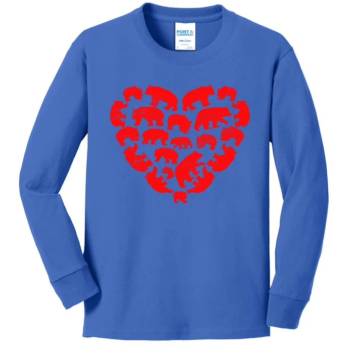 Animals Lover Funny Panda Bear Heart Valentine's Day Gift Kids Long Sleeve Shirt