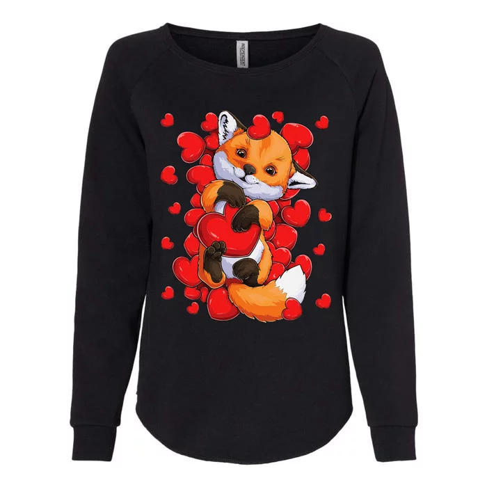 Animal Lovers Fox Heart Valentine's Days Womens California Wash Sweatshirt