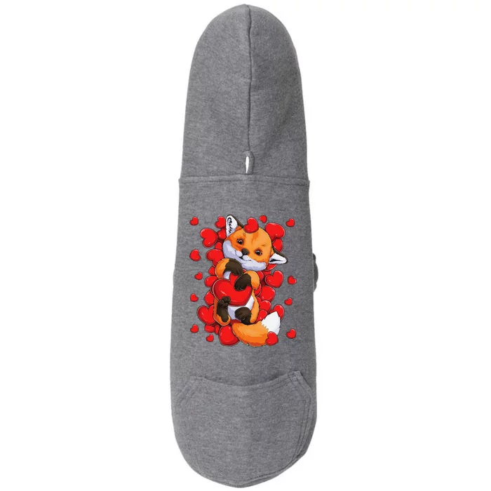 Animal Lovers Fox Heart Valentine's Days Doggie 3-End Fleece Hoodie