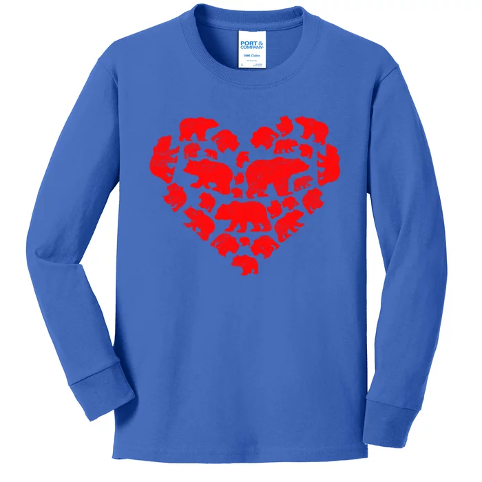 Animals Lover Funny Polar Bear Heart Valentine's Day Gift Kids Long Sleeve Shirt