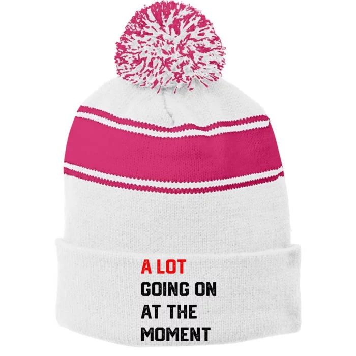 A Lot Going On At The Moment Stripe Pom Pom Beanie