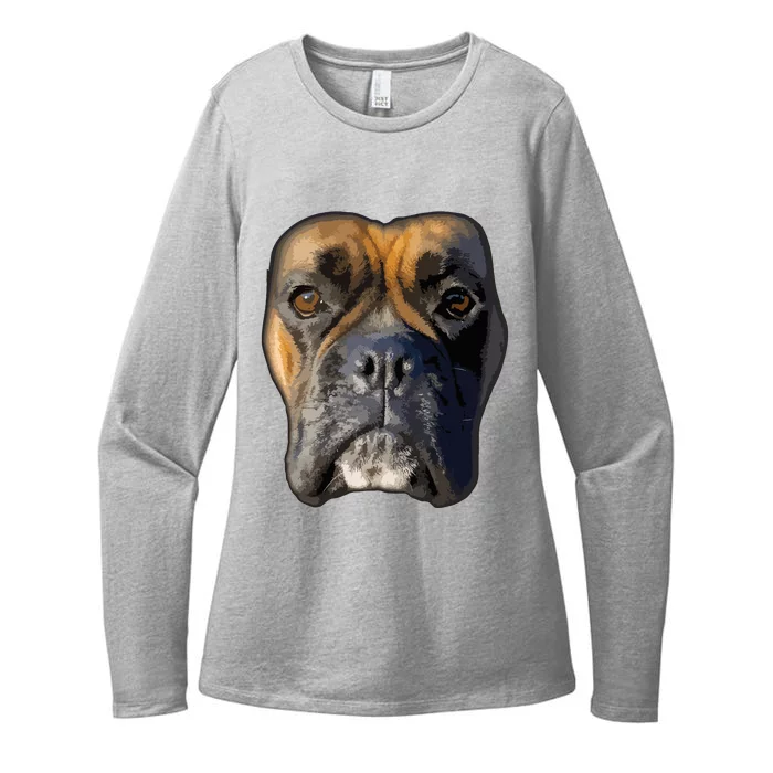 Animal Lover Gift Boxer Face Funny Dog Lovers Womens CVC Long Sleeve Shirt