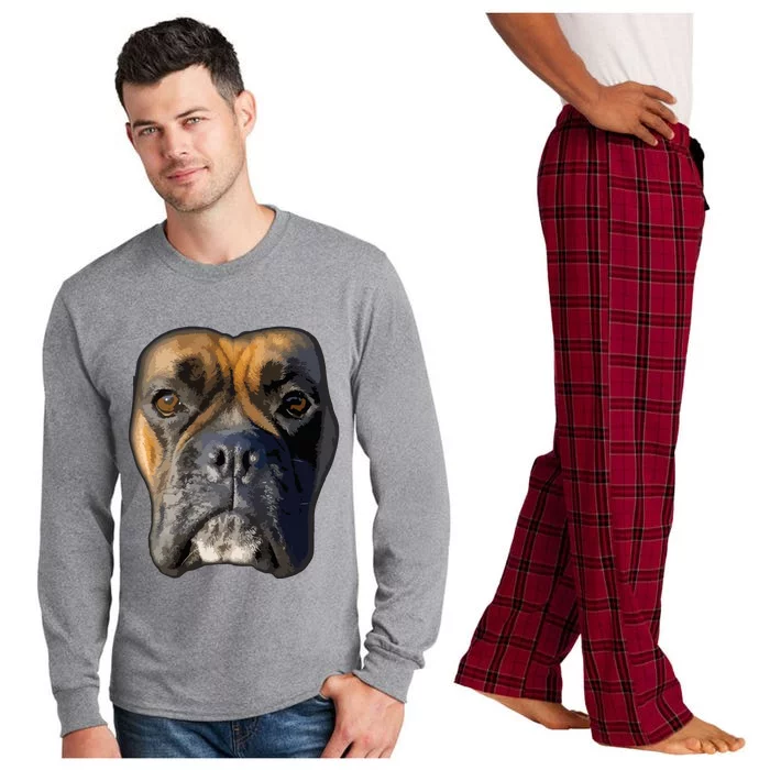 Animal Lover Gift Boxer Face Funny Dog Lovers Long Sleeve Pajama Set