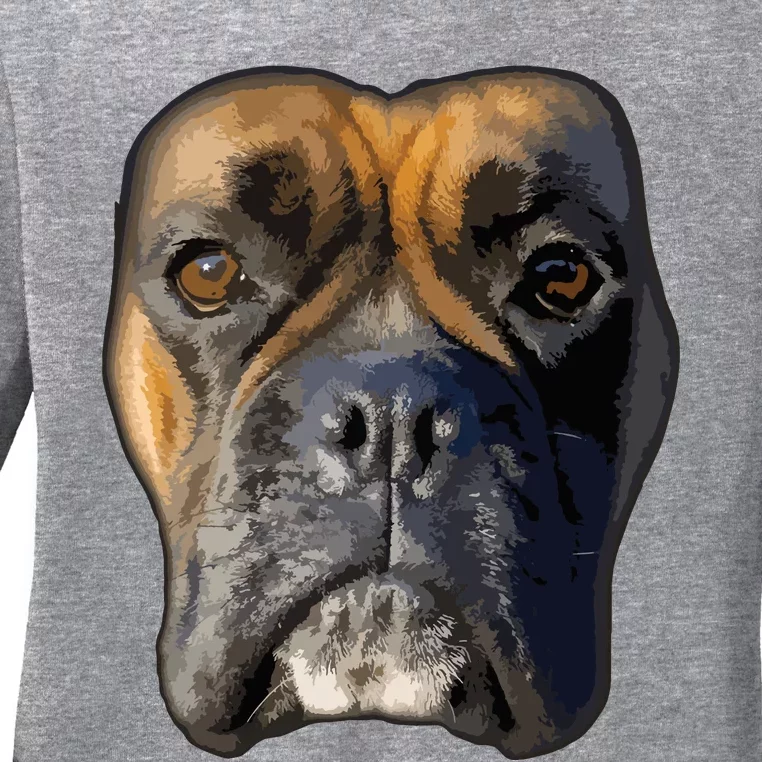 Animal Lover Gift Boxer Face Funny Dog Lovers Ladies Long Sleeve Shirt