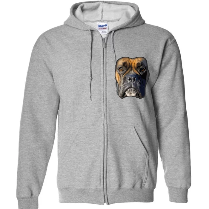 Animal Lover Gift Boxer Face Funny Dog Lovers Full Zip Hoodie