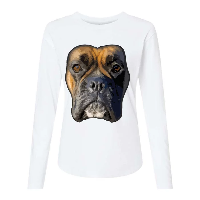 Animal Lover Gift Boxer Face Funny Dog Lovers Womens Cotton Relaxed Long Sleeve T-Shirt