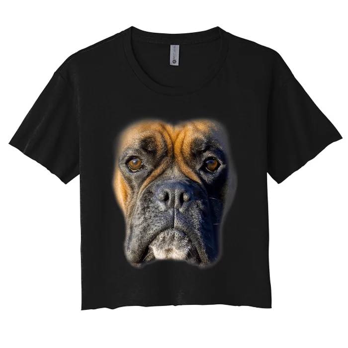 Animal Lover Gift Boxer Face Funny Dog Lovers Tshirt Women's Crop Top Tee