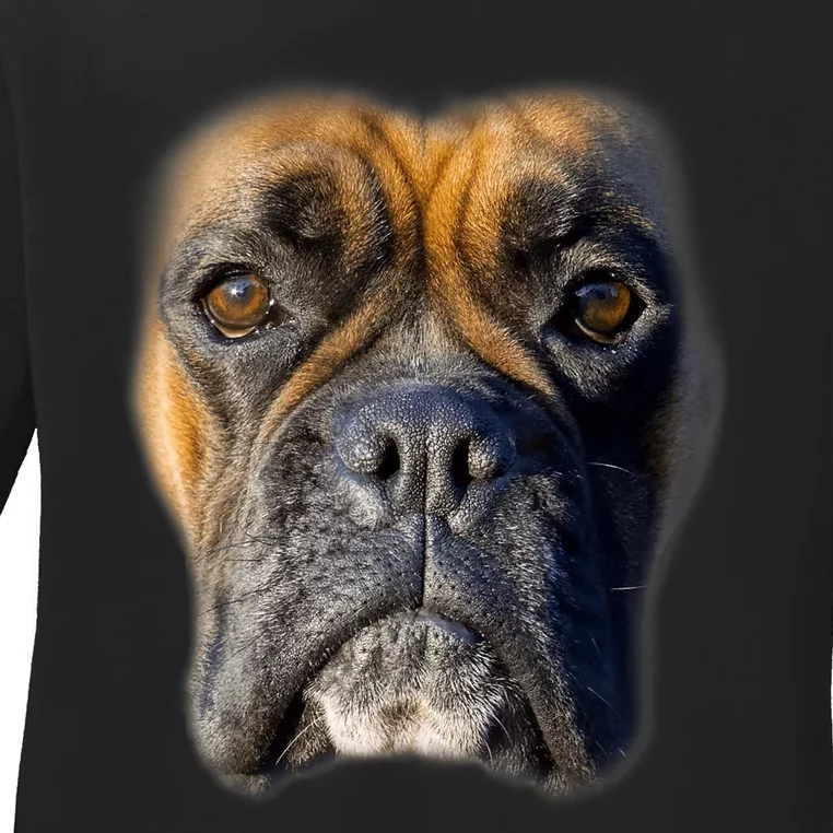 Animal Lover Gift Boxer Face Funny Dog Lovers Tshirt Ladies Long Sleeve Shirt