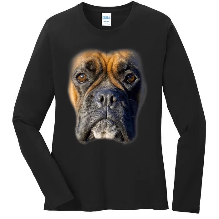 Animal Lover Gift Boxer Face Funny Dog Lovers Tshirt Ladies Long Sleeve Shirt