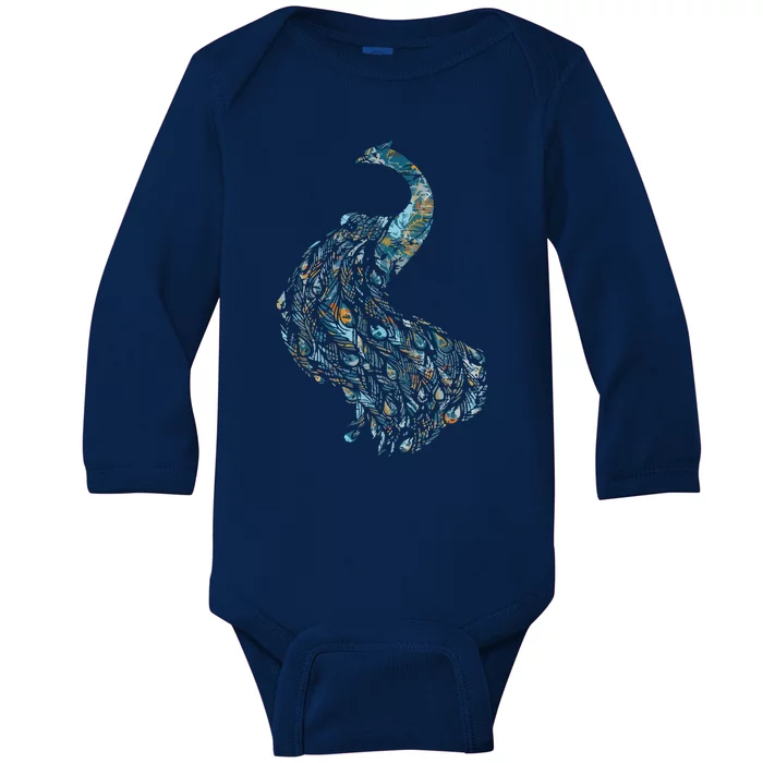 Animal Lover Gift Idea Zoo Keeper Proud Peacock Baby Long Sleeve Bodysuit