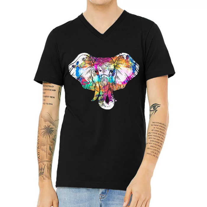 Animal Lover Gift Africa Safari Zoo Keeper Elephant V-Neck T-Shirt