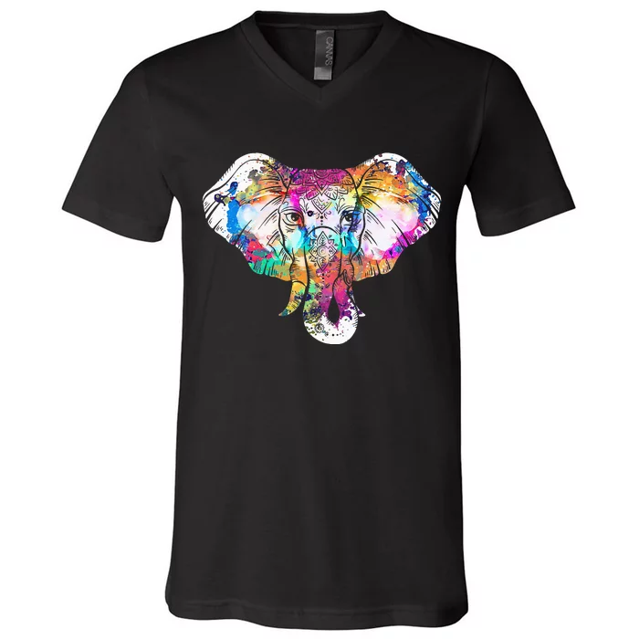 Animal Lover Gift Africa Safari Zoo Keeper Elephant V-Neck T-Shirt