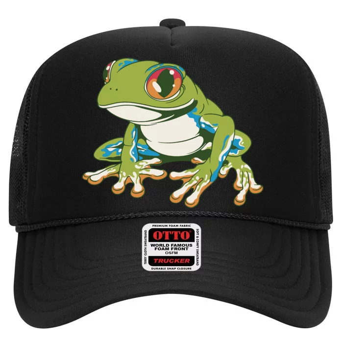 Animal Lover Green Frog High Crown Mesh Trucker Hat