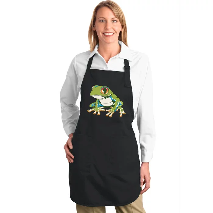 Animal Lover Green Frog Full-Length Apron With Pocket