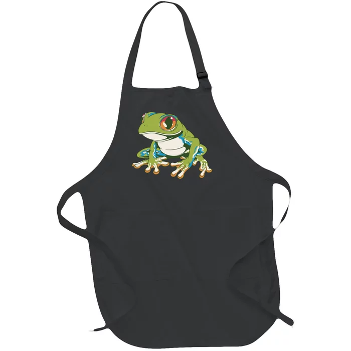 Animal Lover Green Frog Full-Length Apron With Pocket