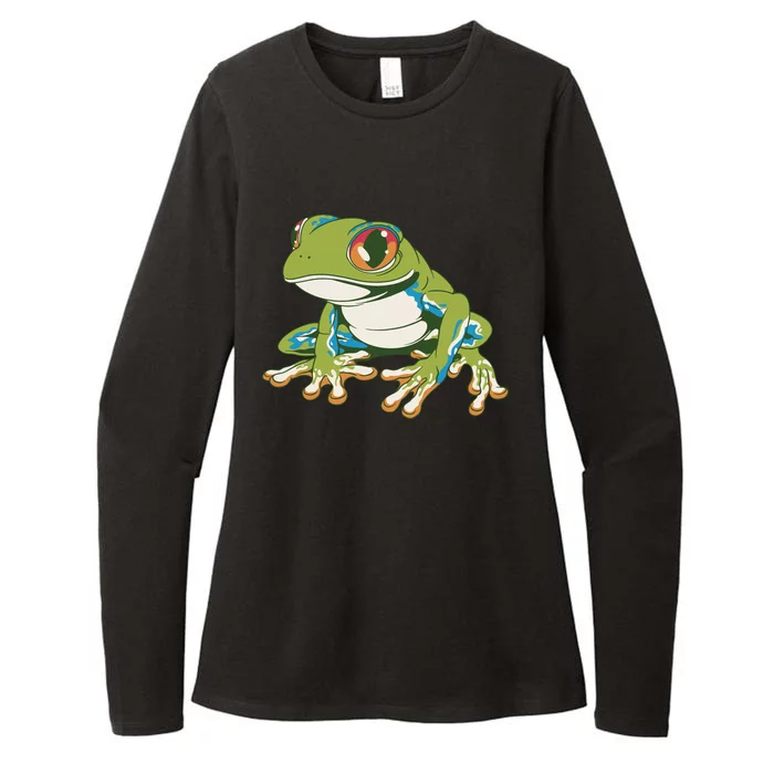 Animal Lover Green Frog Womens CVC Long Sleeve Shirt