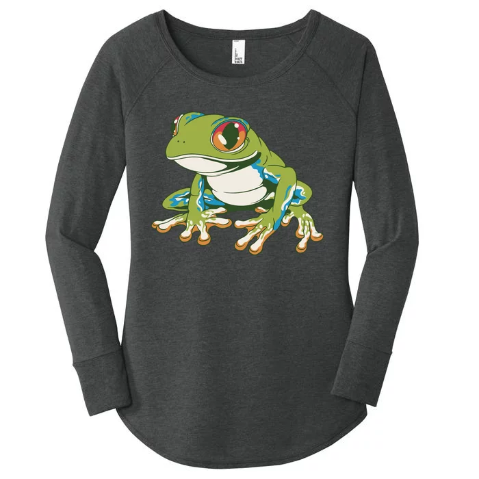 Animal Lover Green Frog Women's Perfect Tri Tunic Long Sleeve Shirt