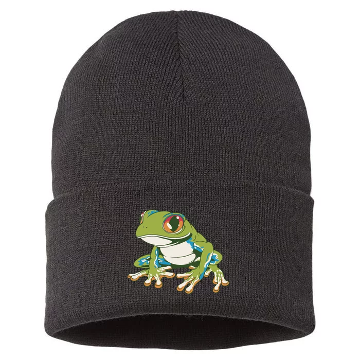 Animal Lover Green Frog Sustainable Knit Beanie