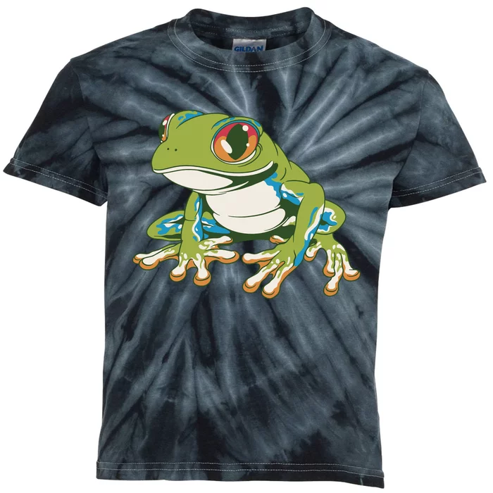 Animal Lover Green Frog Kids Tie-Dye T-Shirt