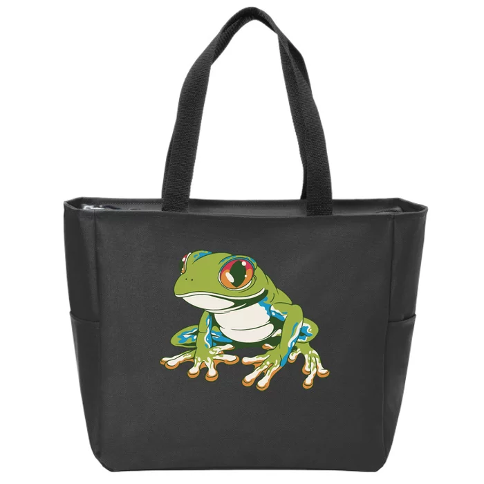 Animal Lover Green Frog Zip Tote Bag