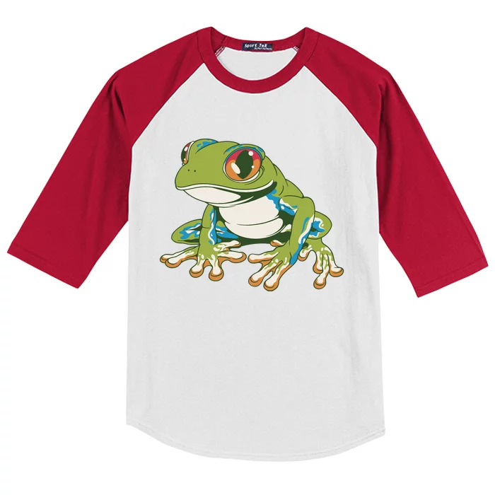 Animal Lover Green Frog Kids Colorblock Raglan Jersey