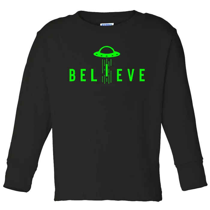 Alien Lover Gifts Ufo Abduction Believe Toddler Long Sleeve Shirt