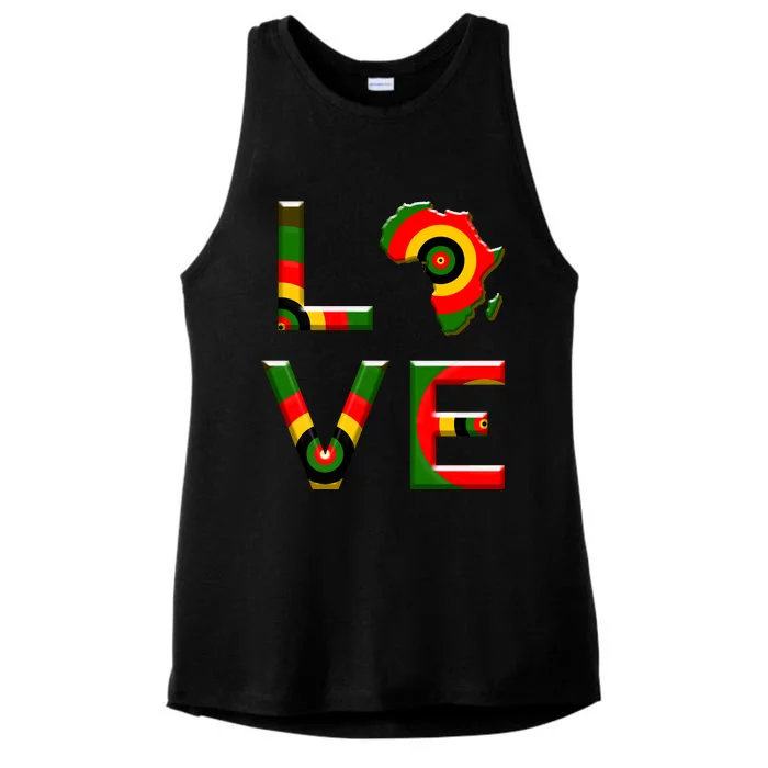 Africa Love Gift African American History Ladies Tri-Blend Wicking Tank